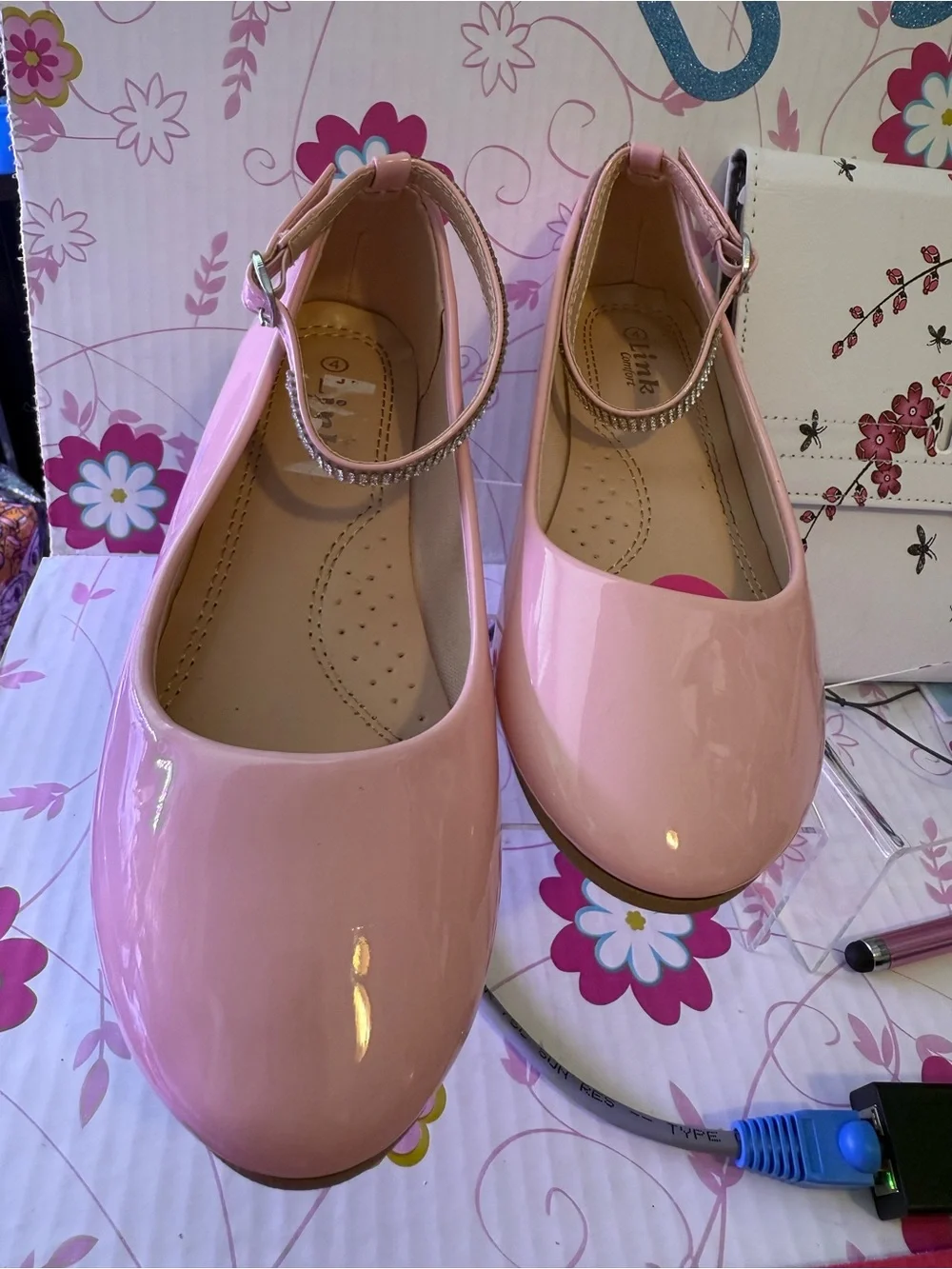 Pink Ankle-Strap Ballet Flats Dress shoes